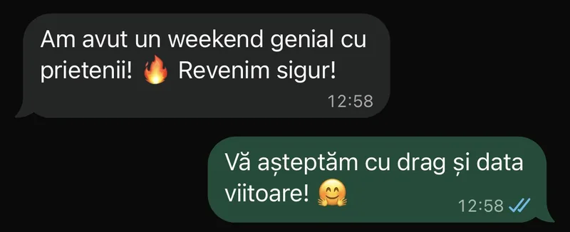 Nachricht eines Gastes (WhatsApp, anonymisiert)