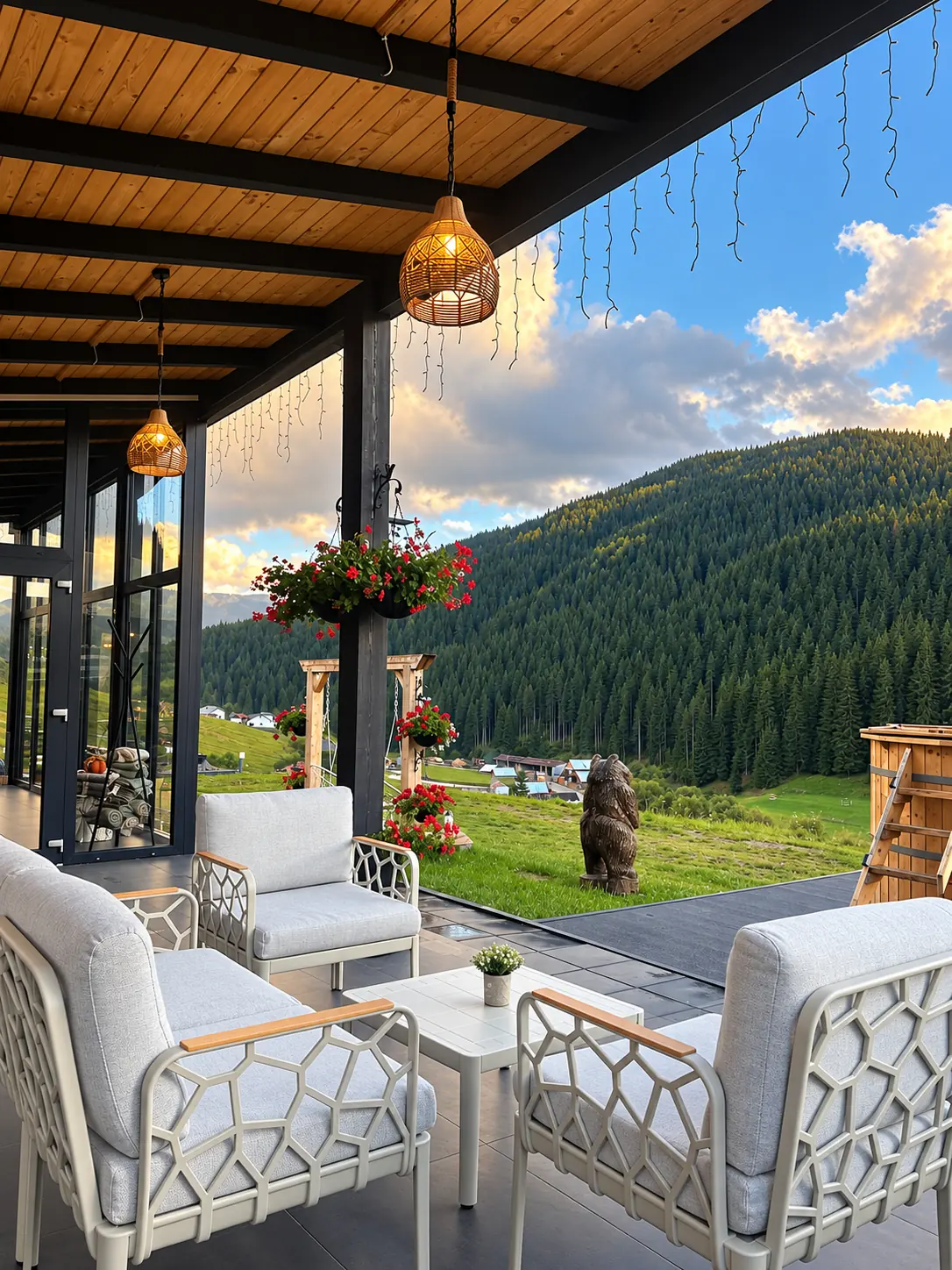 Terrasse bei Sonnenuntergang
